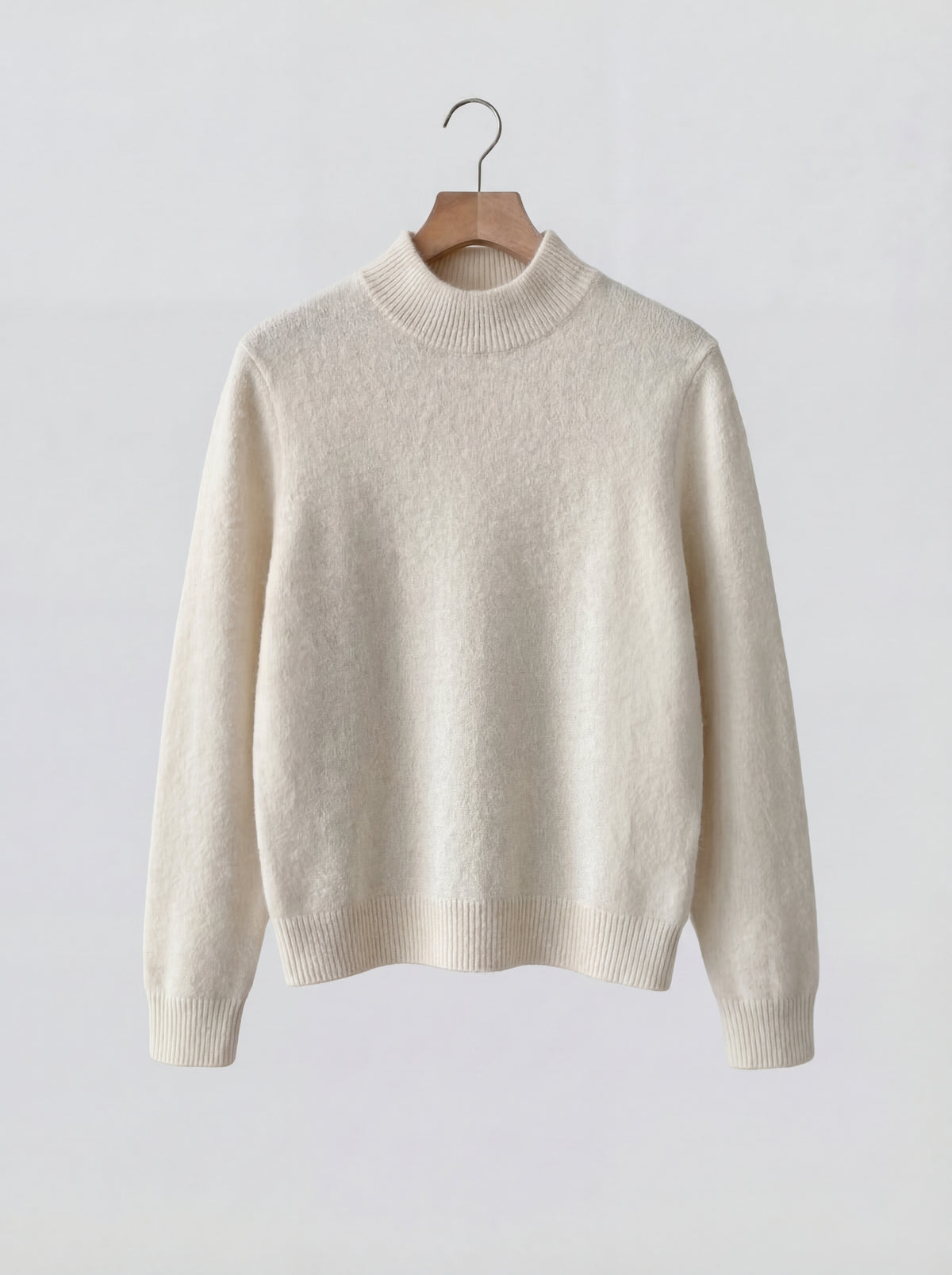 Ivory Cashmere Pullover mit Halbrollkragen